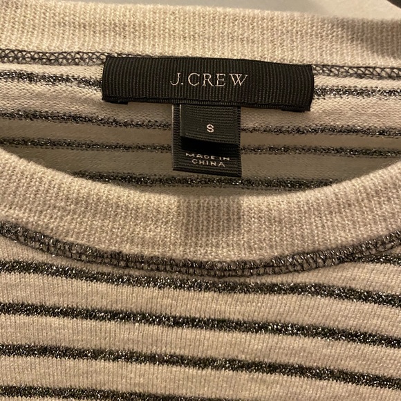 J.Crew Pewter Sparkle Striped Cropped Sweatshirt - Picture 3 of 3